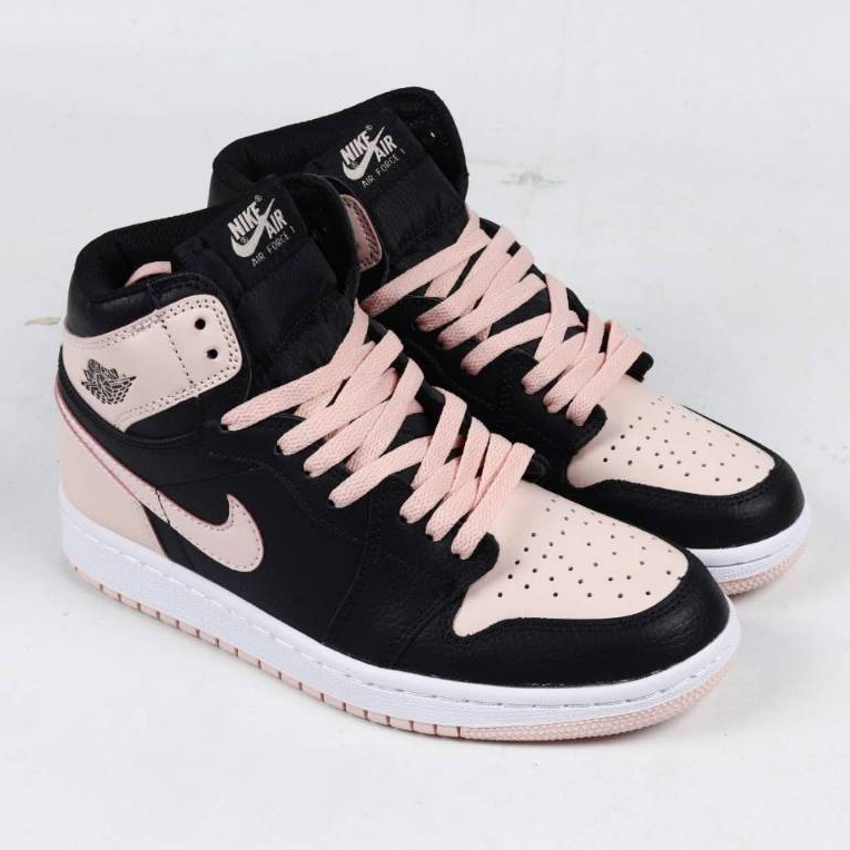 Sepatu Nike Air Jordan 1 Retro High Crimson Tint Black Pink Hitam 555088 081 AJ1 Sneakers Wanita Basket Sport Olahraga