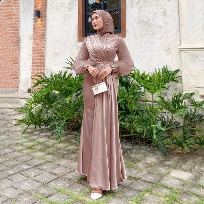 Jual ADEEVA DRESS PESTA MEWAH GAMIS BRUKAT KONDANGAN SERAGAMAN BRIDESMAID  GAUN TUNANGAN BROKAT MODERN | Shopee Indonesia