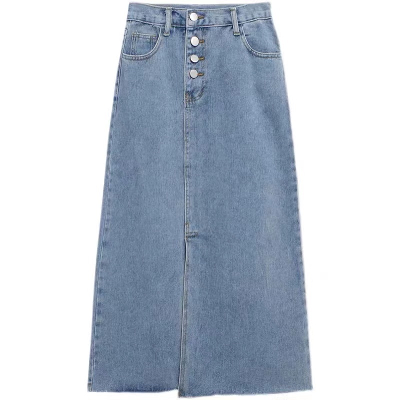 Jual 【Realpict】rok jumbo bigsize rok denim panjang rok a line midi rok ...