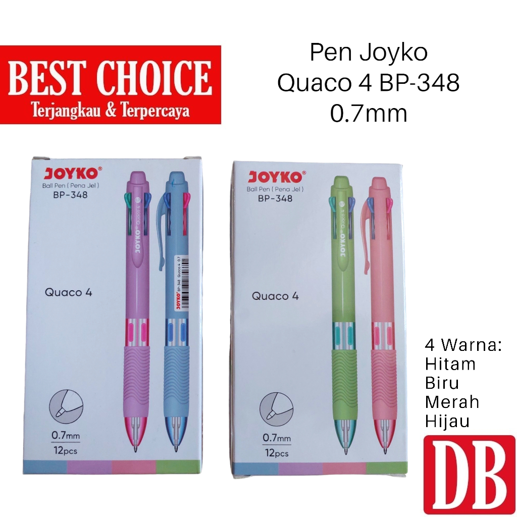 Jual Ballpoint / Gel Pen / Pulpen 4 Warna Joyko Quaco 3 & Quaco 4 0.7mm ...