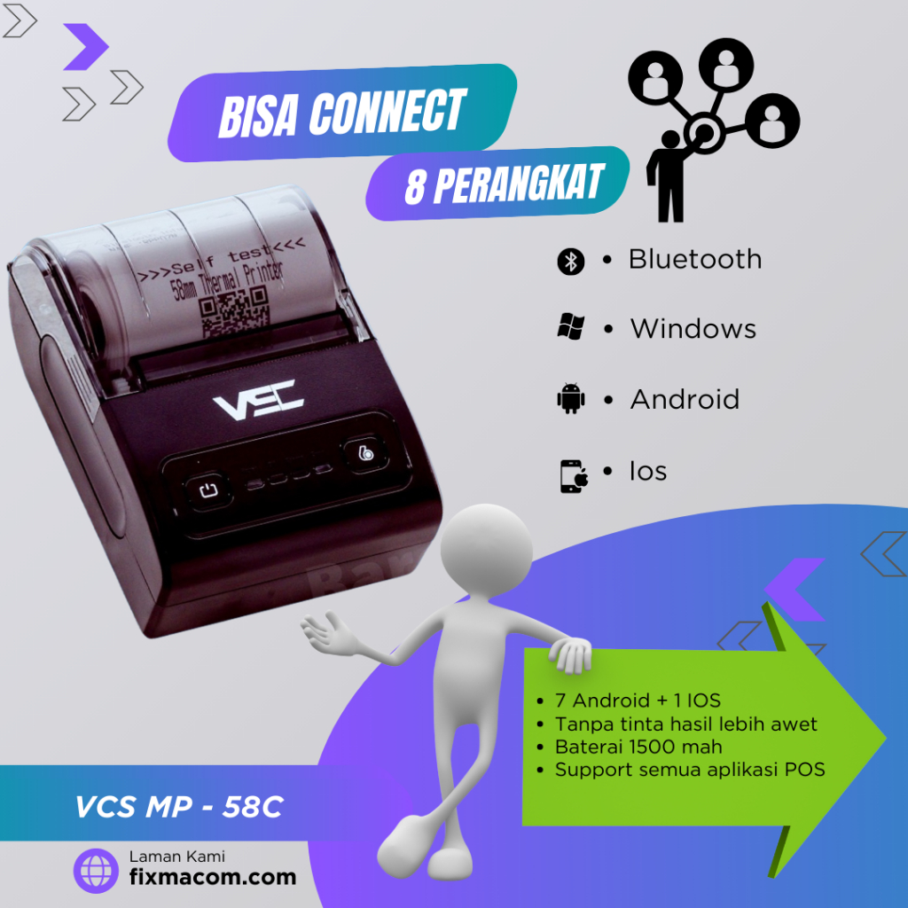 Jual PRINTER THERMAL BLUETOOTH VSC MP58C RPP02 58MM Shopee Indonesia