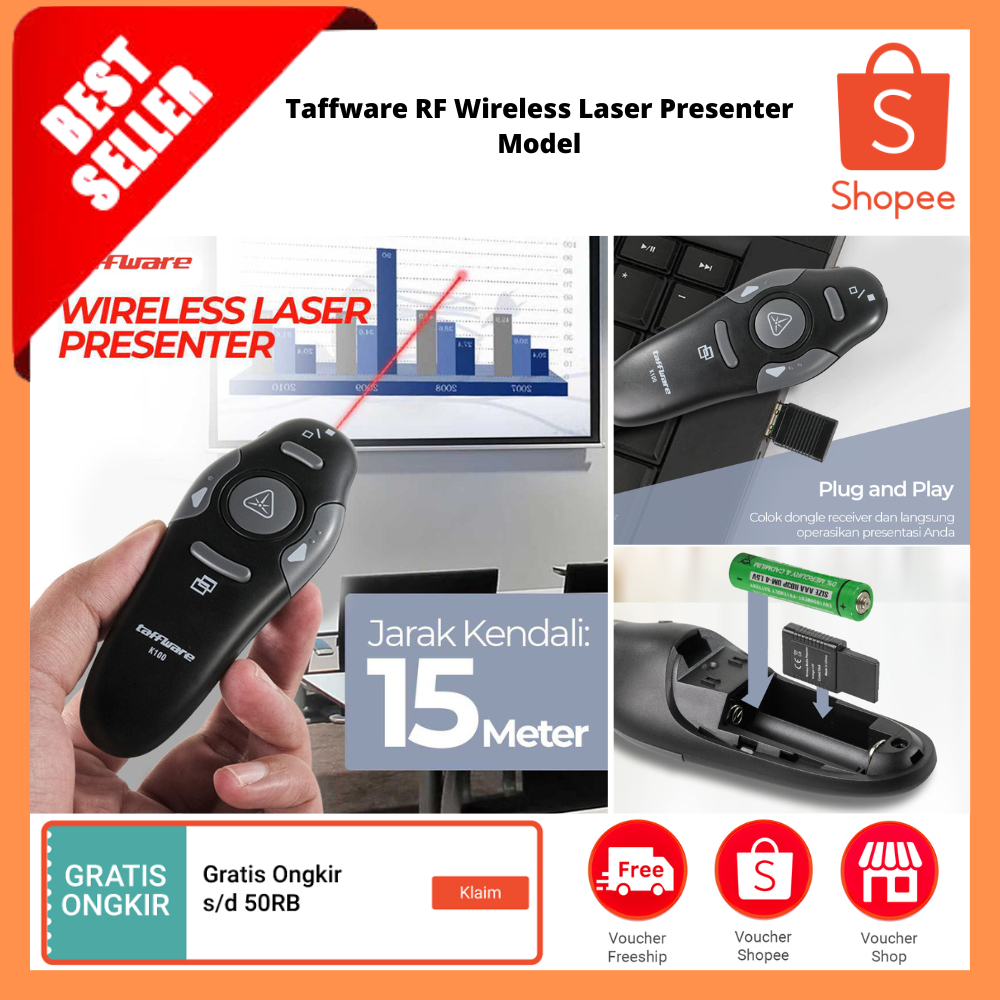 Jual RF Wireless Laser Presenter Model / Pena Pointer Remote Control RF ...