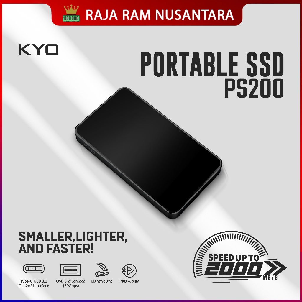 Jual KYO PS200 1TB Portable SSD USB 3.2 Gen 2 x2 TYPE C External SSD ...