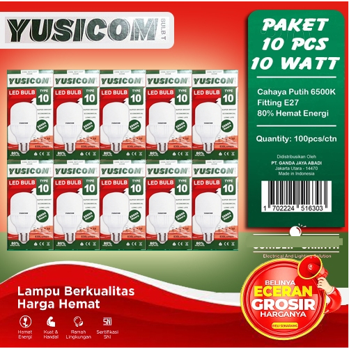 Jual Paket 10pcs Lampu LED 10 watt Yusco Yusicom | Shopee Indonesia