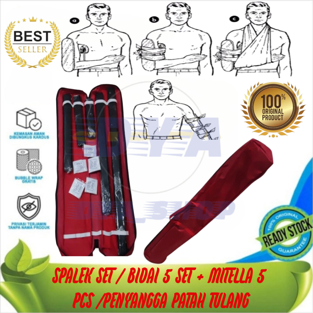 Jual Splak Bidai Set Bidai Set Dengan Mitela 5 Pcs Spalk Kit Patah Tulang Set Lengkap