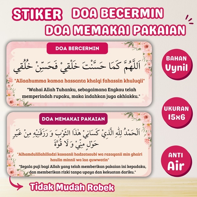 Jual [stiker Doa Harian] Doa Bercermin Doa Memakai Pakaian Shopee