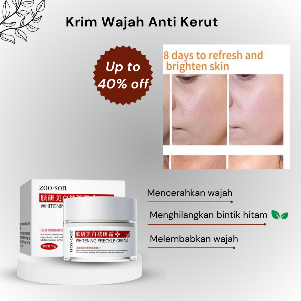 Jual ZOO.SON Whitening Freckle Cream Perbaikan Kulit Anti-Penuaan Asam ...
