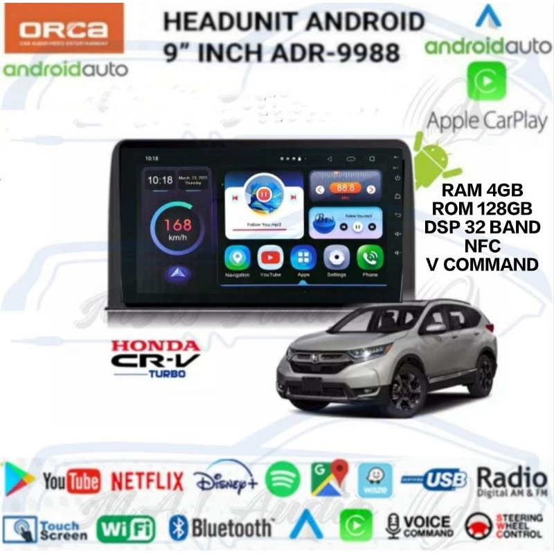 Jual HEAD UNIT TAPE TV MOBIL ANDROID ORCA OEM HONDA CRV TURBO 2017 UP RAM 4GB 128GB LAYAR 9 INCH