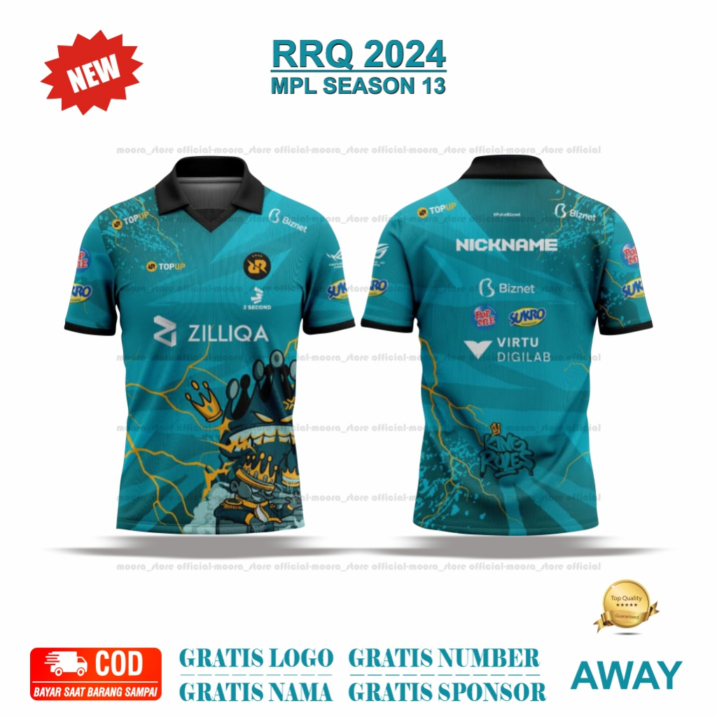 Jual JERSEY RRQ 2024 TERBARU MPL SEASON 13 AWAY FULL PRINTING KUALITAS