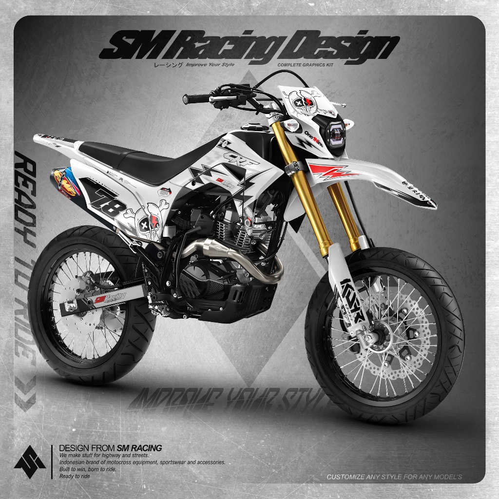 Jual Decal Stiker Motor Honda Crf L Supermoto Full Body Putih Grafis Hitam Merah Mix Abu