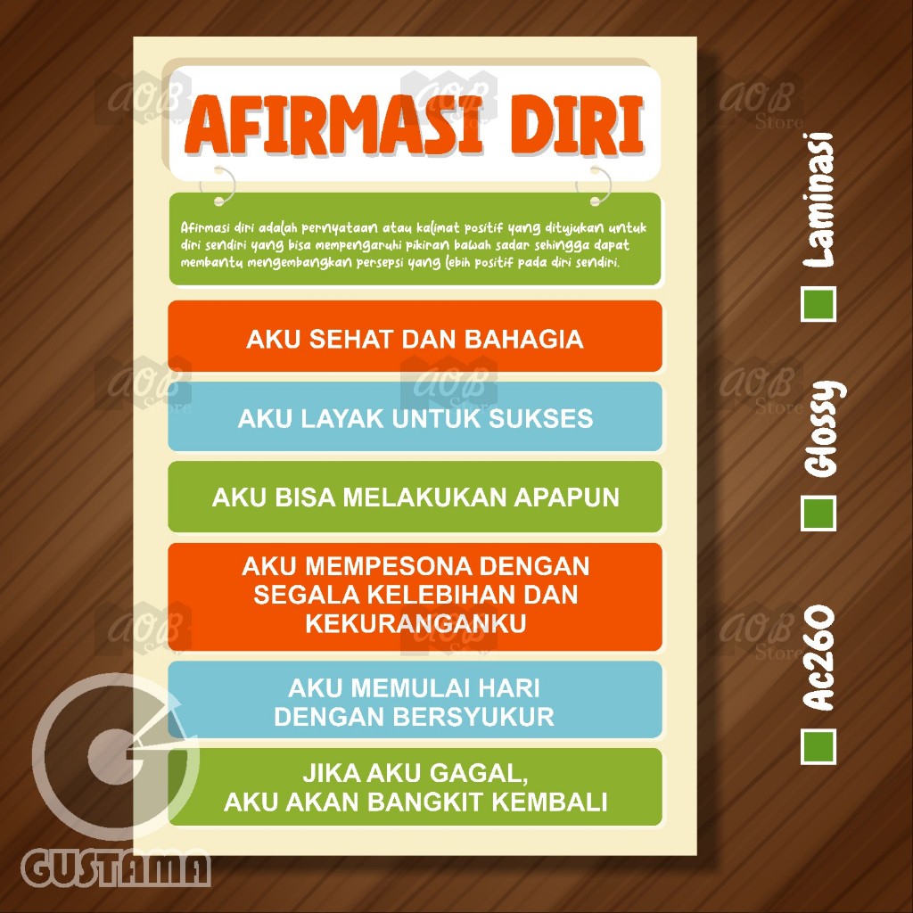 Jual Poster Afirmasi Diri, Poster Edukasi Motivasi Laminasi A3 | Shopee ...