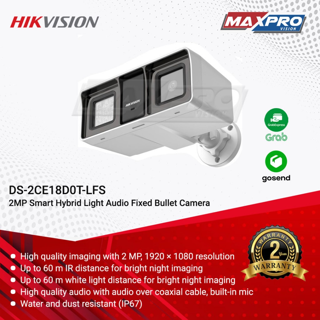 Jual Ds Ce D T Lfs Hikvision Mp Smart Hybrid Light Audio Bullet Camera Shopee Indonesia