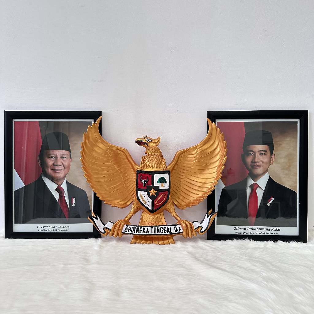 Jual Gambar Foto Presiden Dan Wakil Prabowo Subianto Gibran Official Hd Lambang Patung Burung