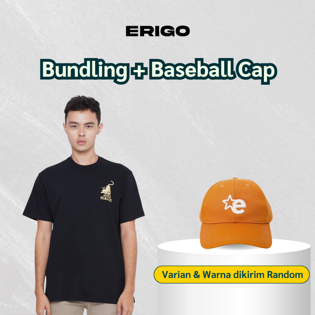 Jual ERIGO [BUNDLING] Kaos T-Shirt Takamori Black + Baseball Cap Random ...