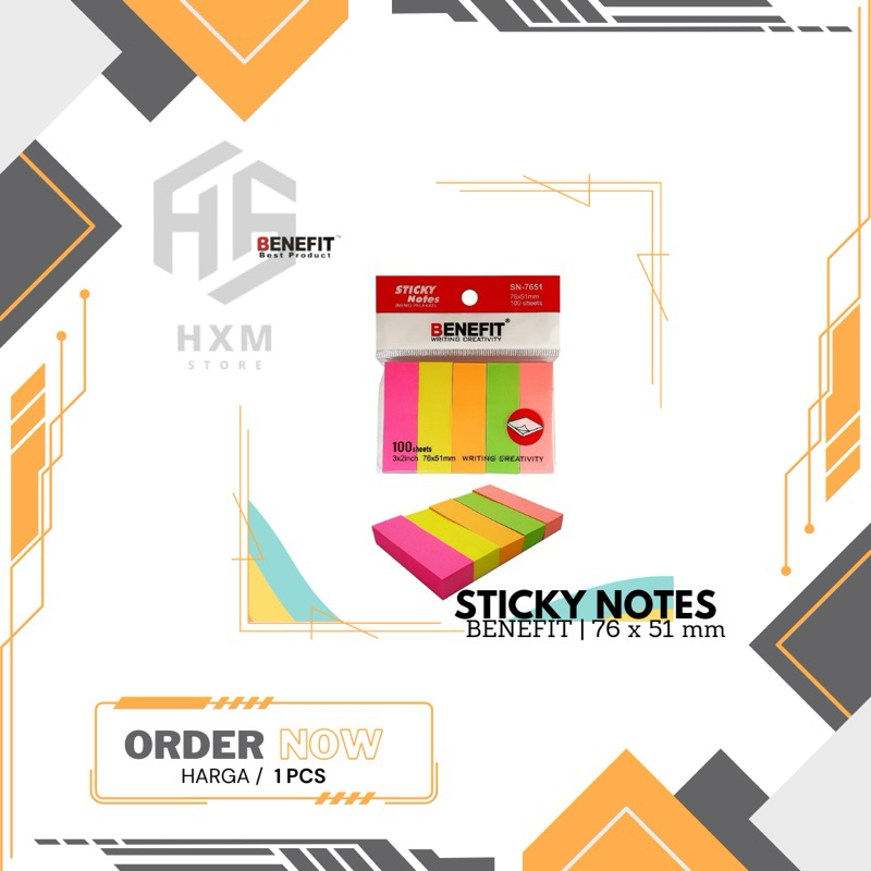 Jual Sticky Notes BENEFIT 5 Warna | Shopee Indonesia