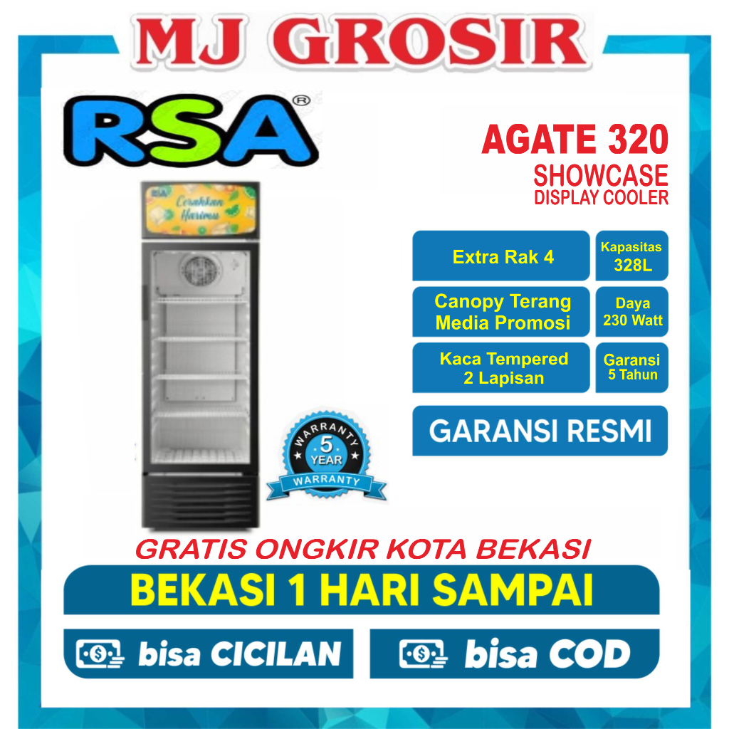 Jual SHOWCASE RSA AGATE 320 4 RAK DISPLAY COOLER KULKAS BY GEA LOW WATT ...