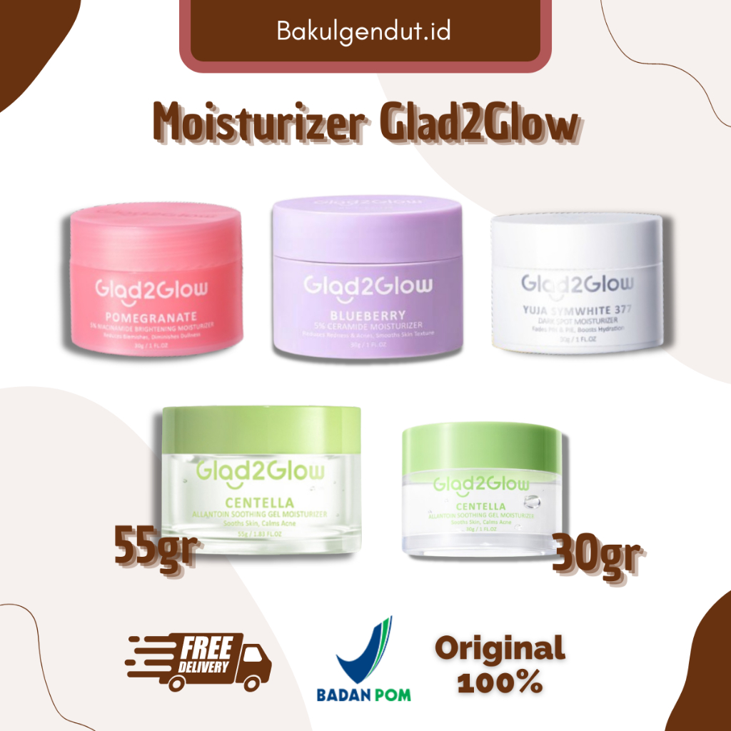 Glad2glow Moisturizer Pomegrante Blueberry Yuja Centella - 30gr