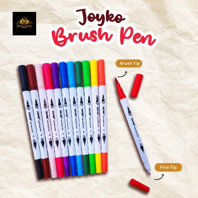 Jual JOYKO BRUSH PEN 12 WARNA BRUSH DAN PEN 2 SISI | Shopee Indonesia