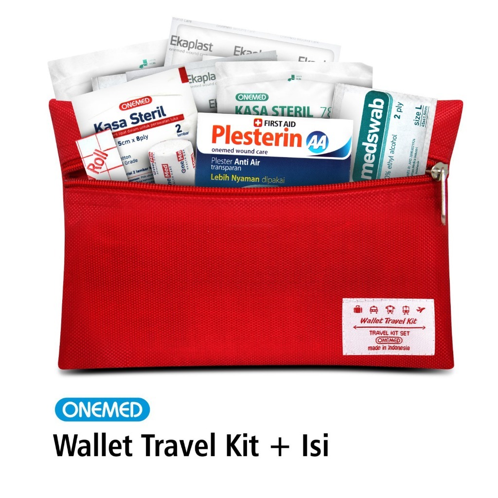 Jual ONEMED WALLET TRAVEL KIT / Kotak P3K Tas Merah Lengkap - First Aid ...