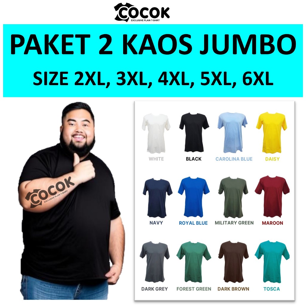 Jual Kaos Polos Jumbo Big Size Pria Wanita Paket Bundling Isi Pcs