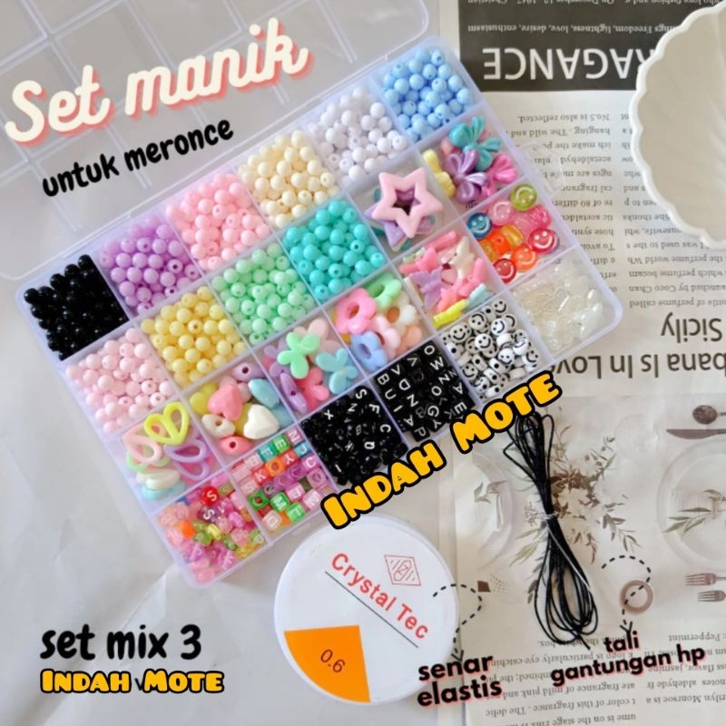 Jual paket Set Manik Manik DIY + Senar Lengkap Aesthetic Gelang Cincin ...