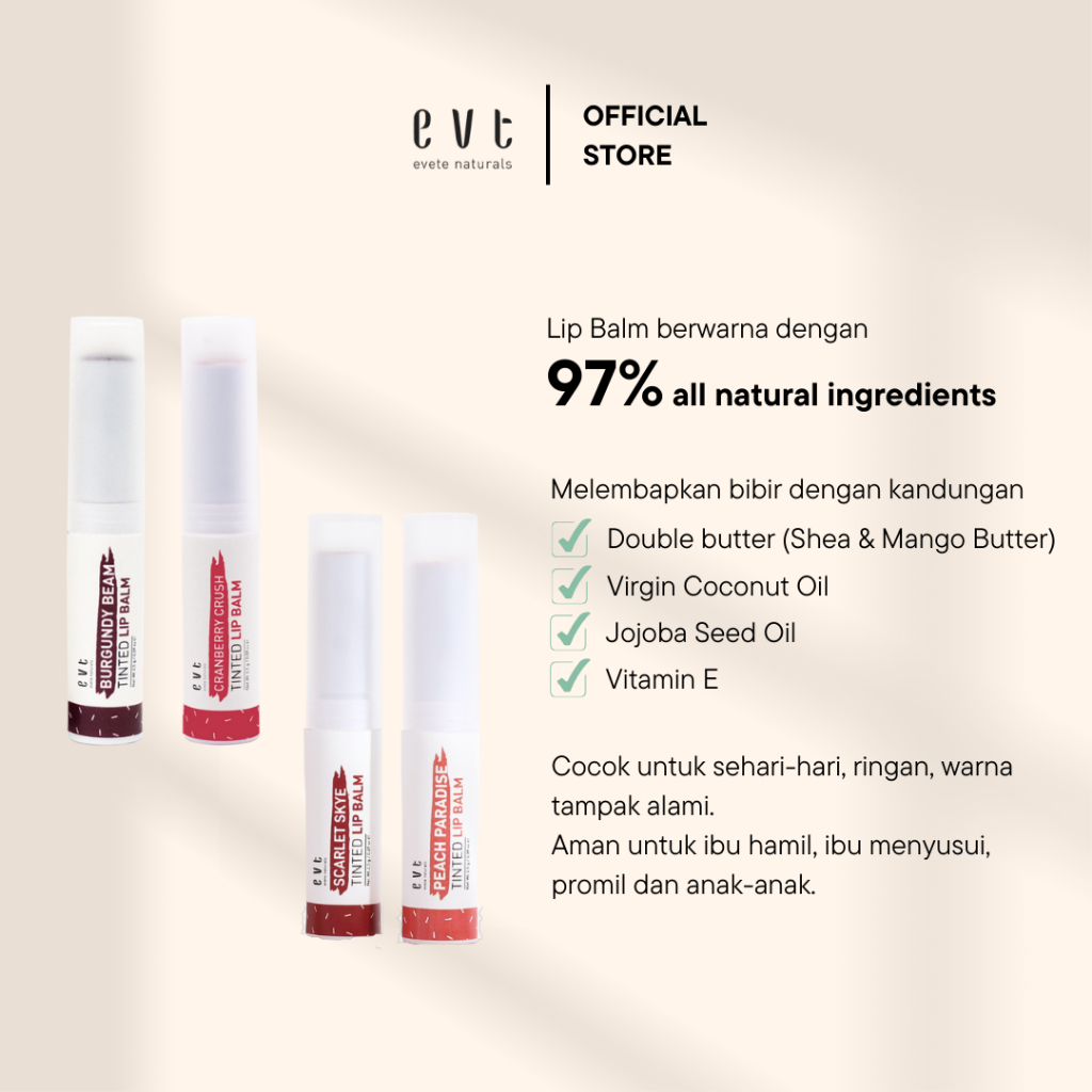 Jual Evete Naturals Tinted Lip Balm | Shopee Indonesia
