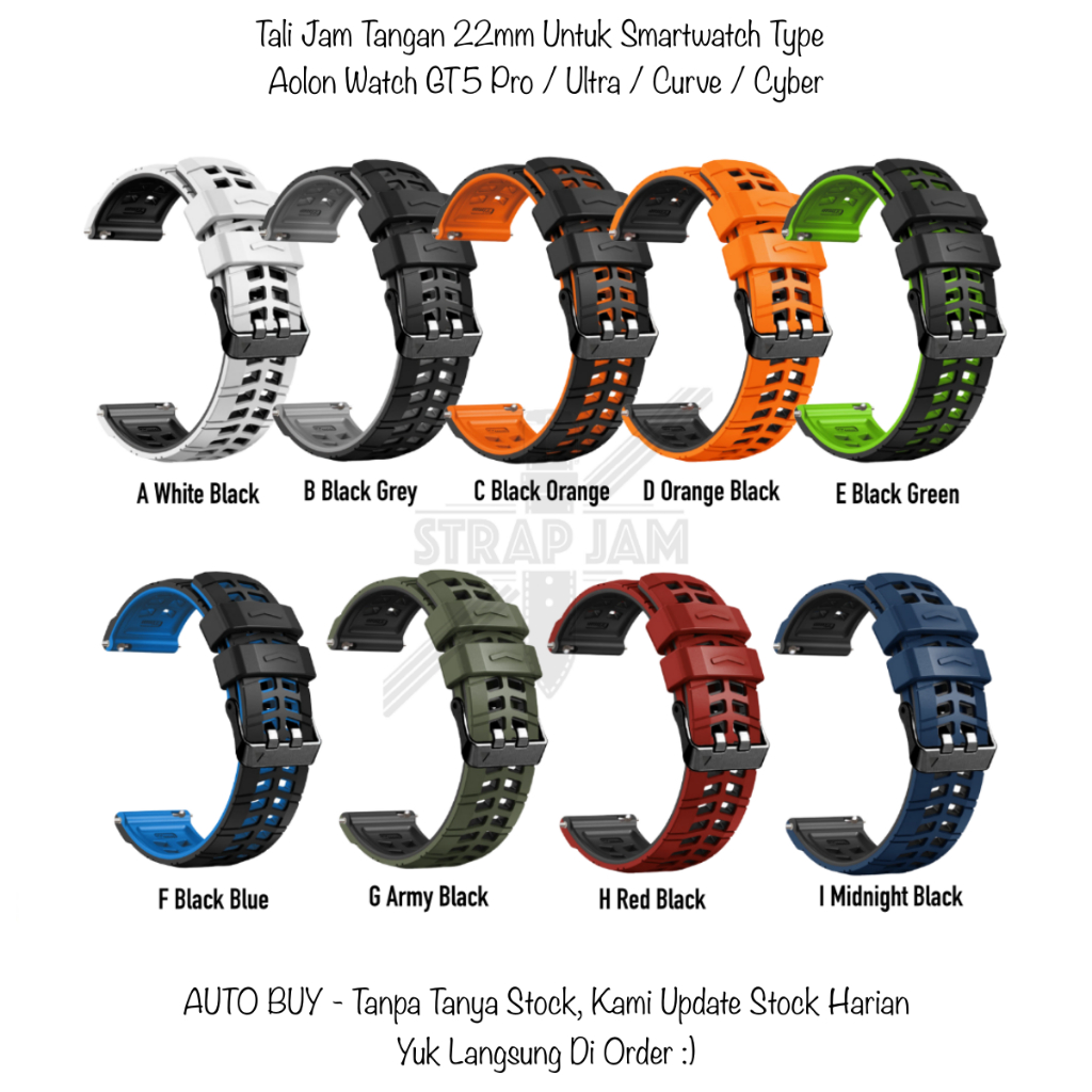 Jual S1W 22mm Strap Aolon Watch GT5 Pro Ultra Curve Cyber Tali Jam