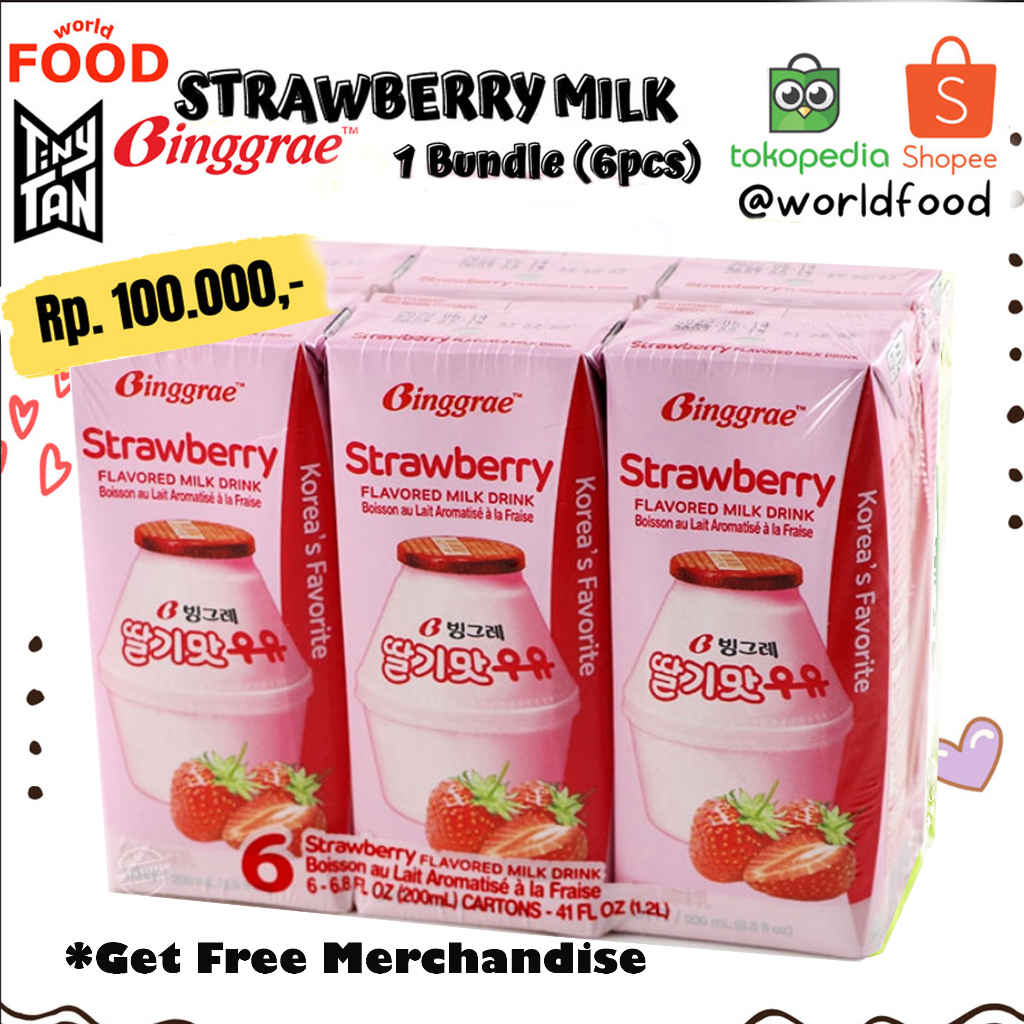 Jual BINGGRAE STRAWBERRY FLAVORED MILK DRINK 200ML Shopee Indonesia