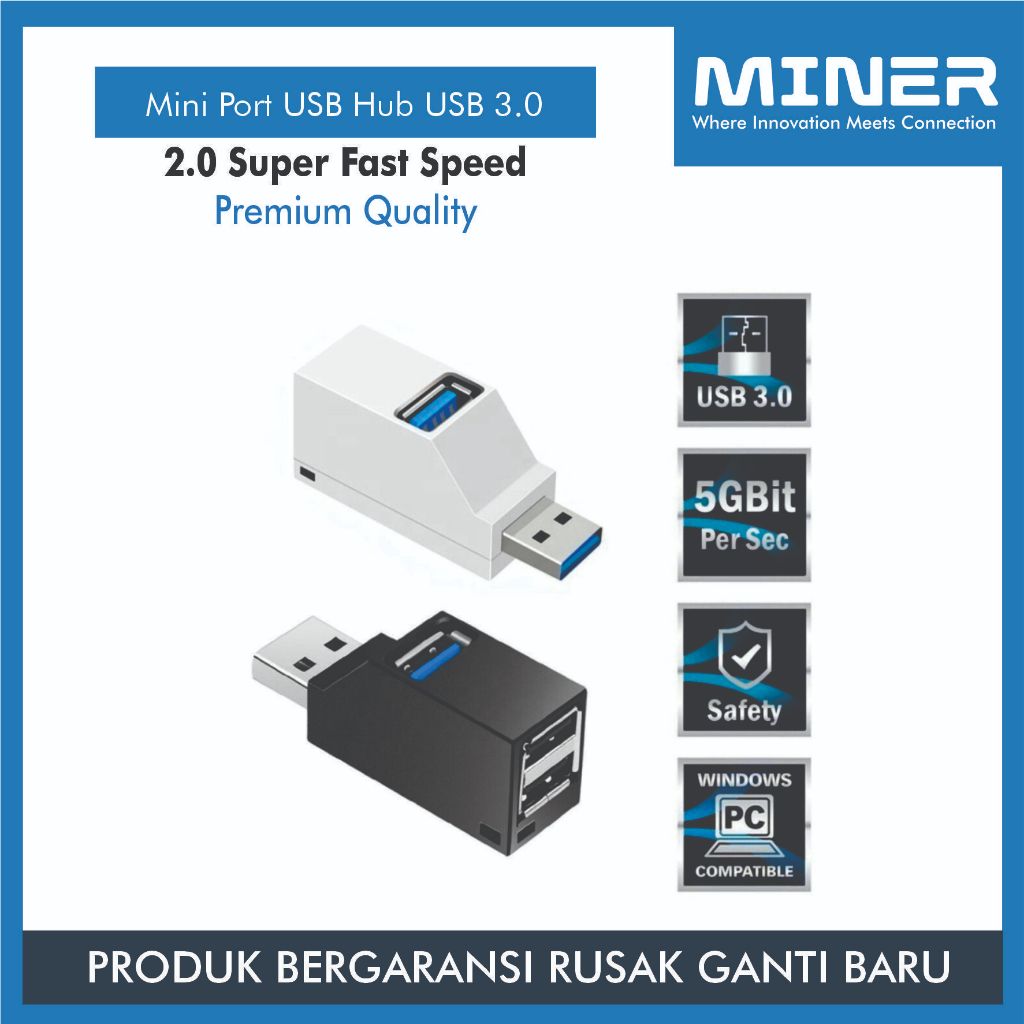 Jual MINER Mini Port USB Hub USB 3.0 2.0 Super Fast Speed Kualitas ...