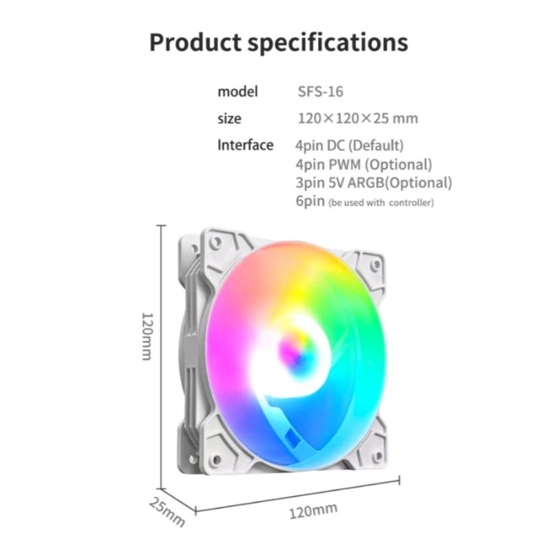Jual FAN RGB 12 CM / FAN CHASING RGB / FAN CASING 12CM Silent Fan Putih ...
