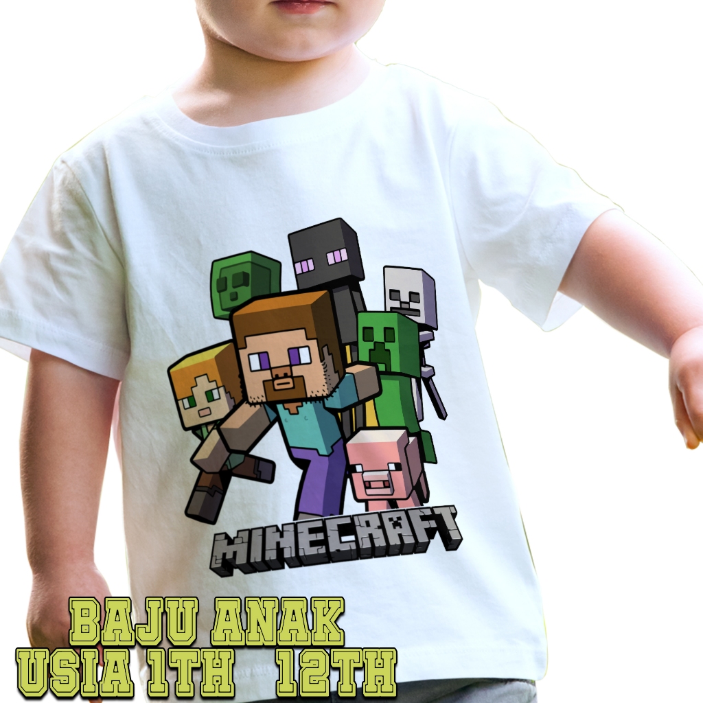 Jual KAOS ANAK DISTRO MINECRAFT BARU 1 USIA 1-12 TAHUN BAJU ANAK KAOS ...
