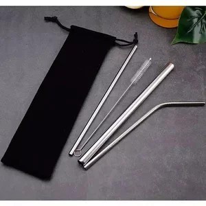 Jual Reusable Stainless Straw Set 5PCS / Sedotan Stainless Steel Set