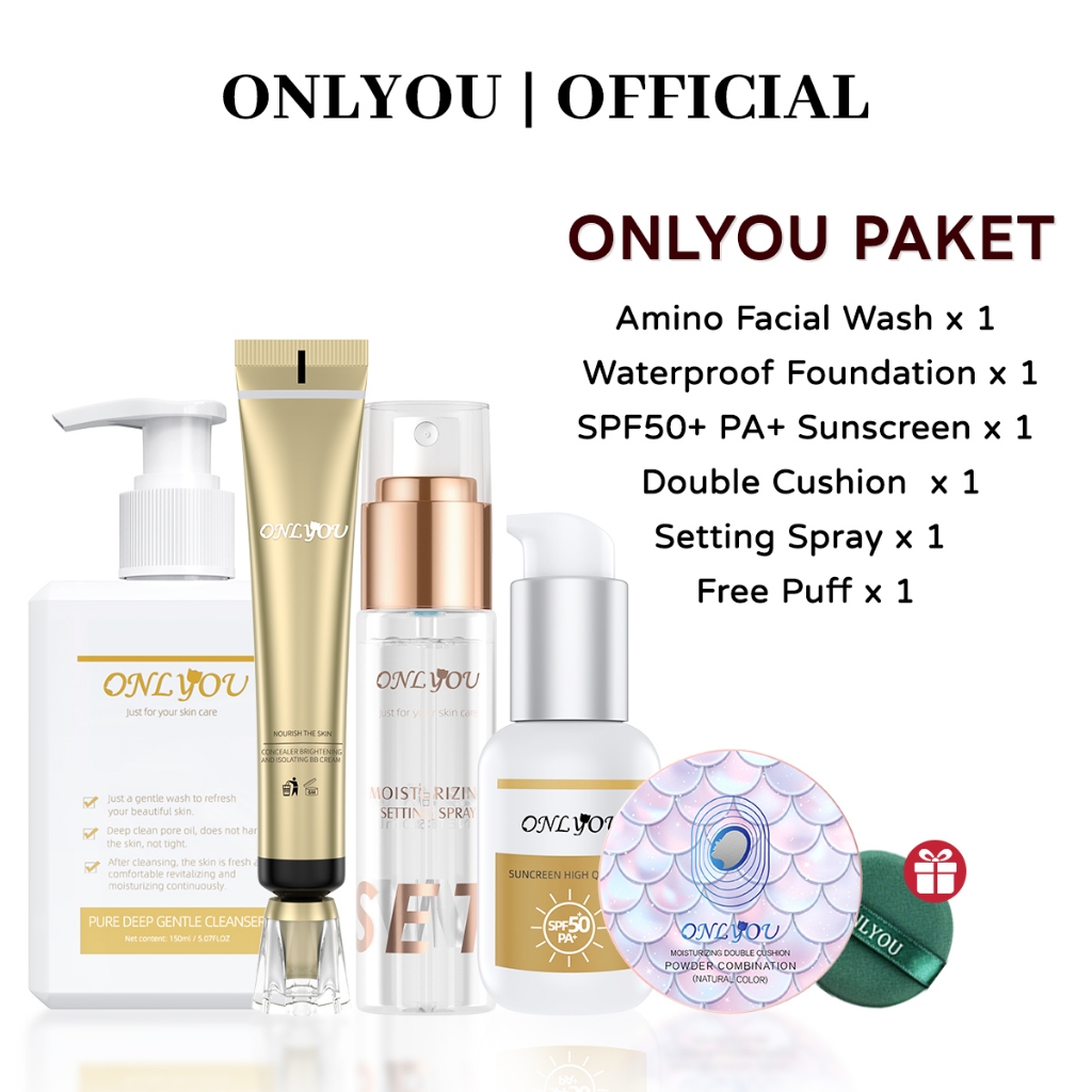 Jual ONLYOU 6pcs Paket waterproof tahan lama Foundation 30G & Matte ...