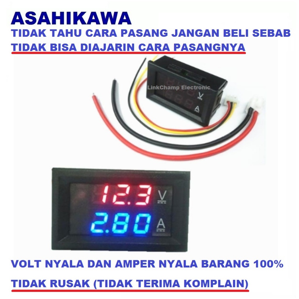 Jual Asahikawa DC 0-100V 100A Dual Digital Voltmeter Ampermeter Volt ...