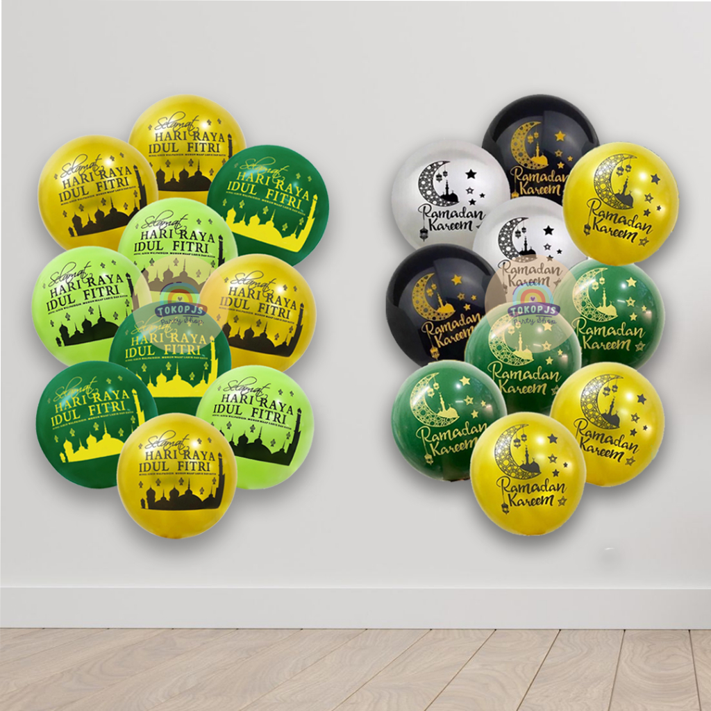 Balon Latex Ramadhan Idul Fitri Lebaran 12 inch isi 10 pcs