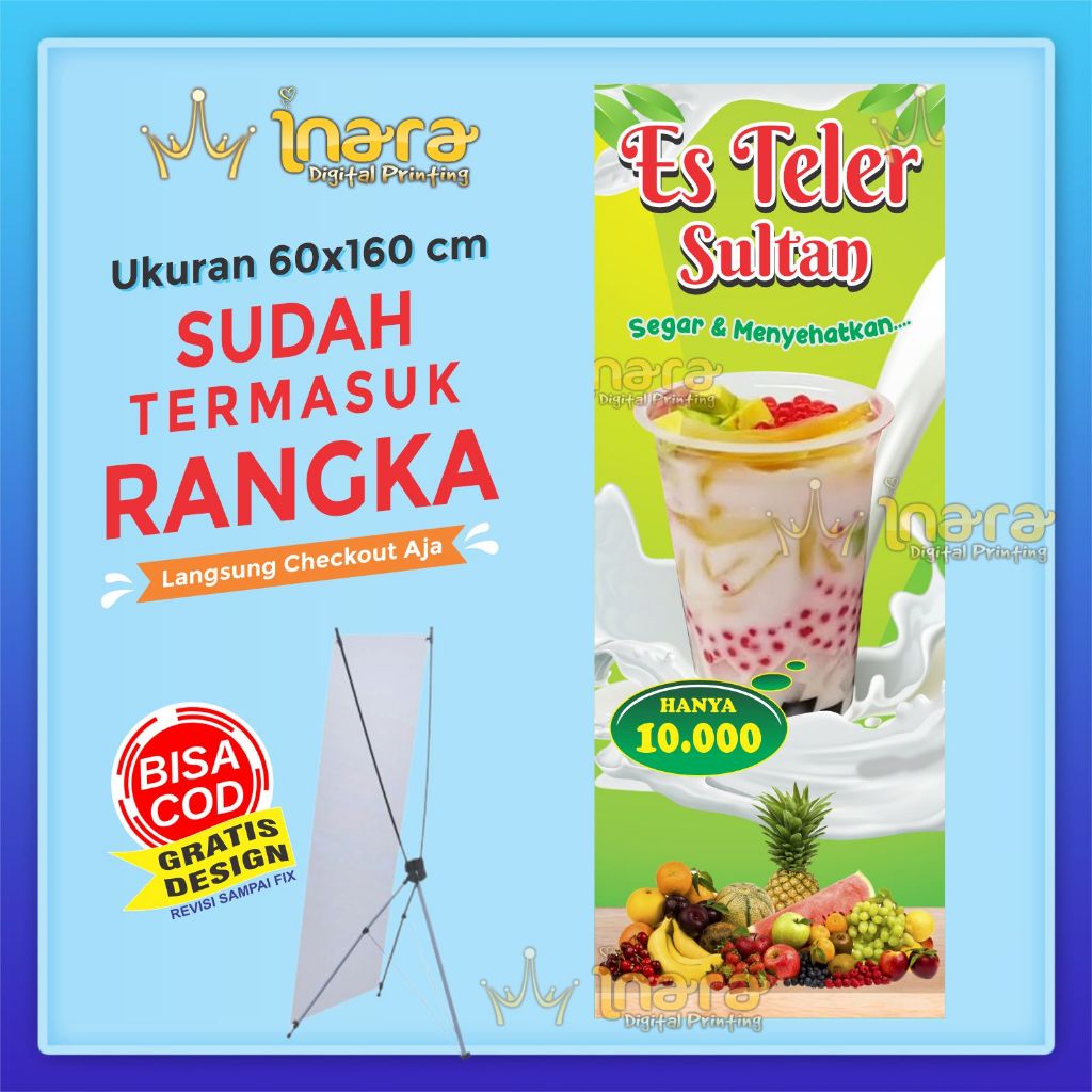 Jual Spanduk Banner Es Teler Sultan Termasuk Rangka X Uk 60x160