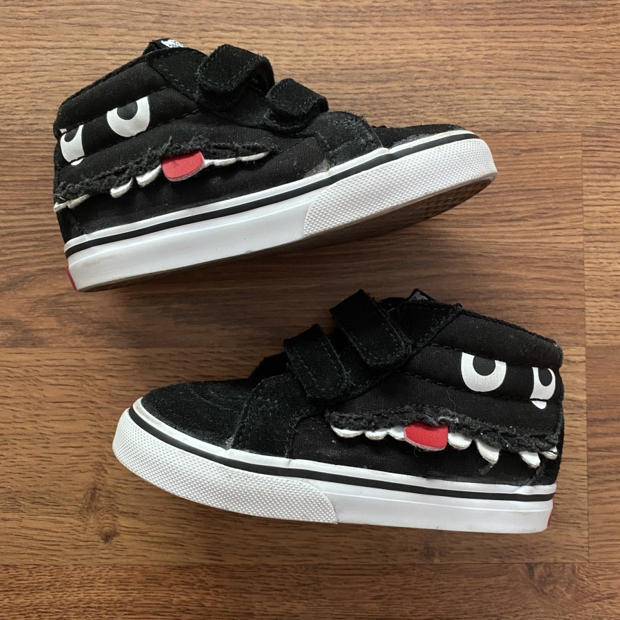 Jual PRELOVED SEPATU ANAK COWOK VANS KIDS ORIGINAL SK8 MID MONSTER FACE BLACK SIZE 24 5 Shopee Indonesia