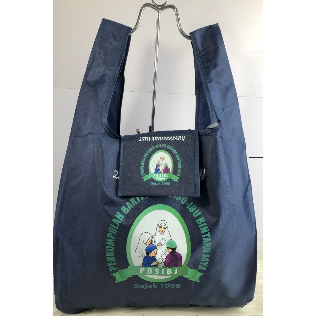Jual CUSTOM TAS BELANJA LIPAT SABLON LOGO NAMA PARASUT BESAR SHOPPING