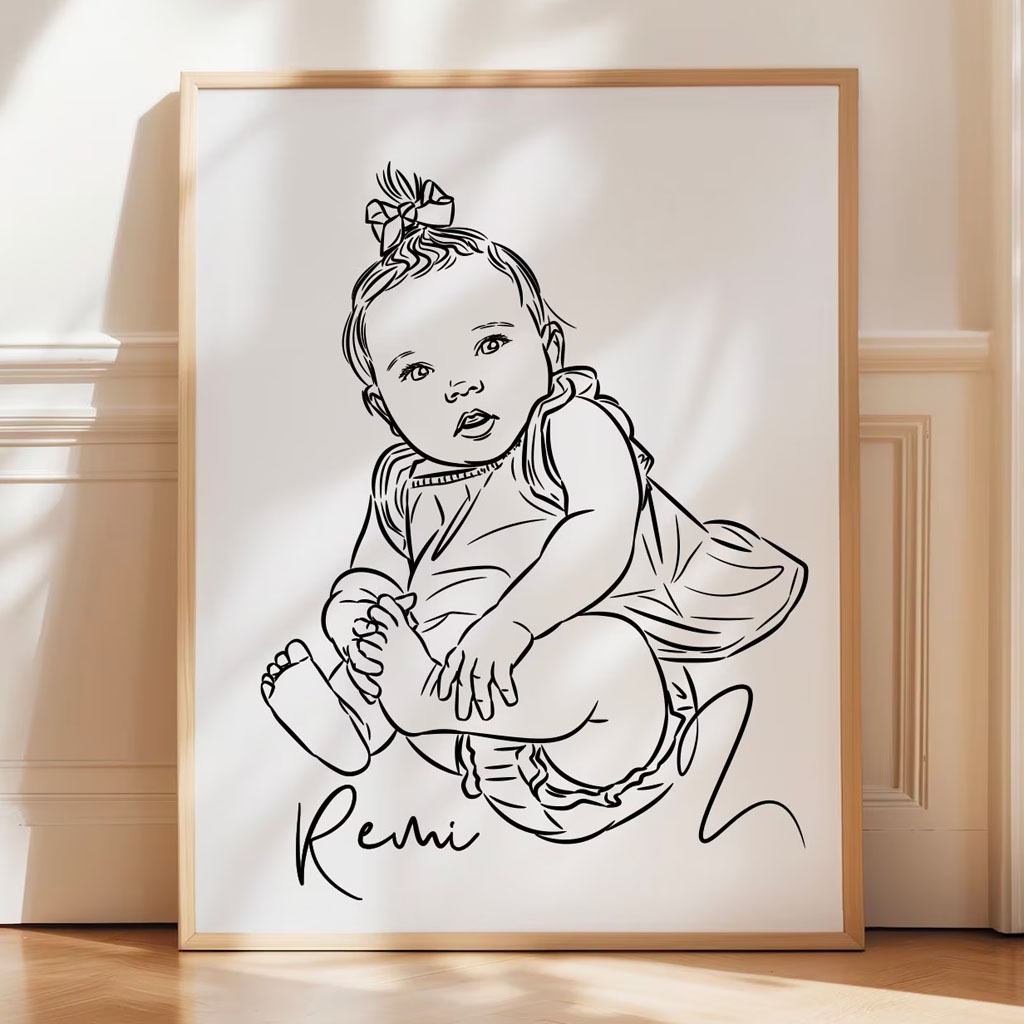 Jual Lukisan Custom Line Art - Potret Ibu dan Anak Kustom, POTRET ...