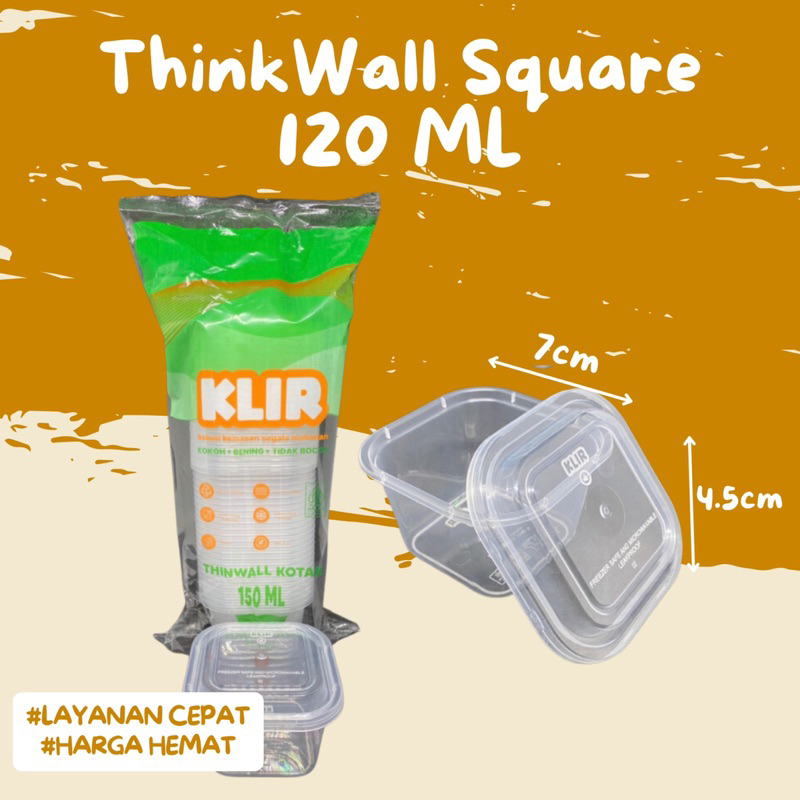 Jual Thinwall Kotak Persegi Square 120ml Isi 25 Pcs Klir Shopee Indonesia