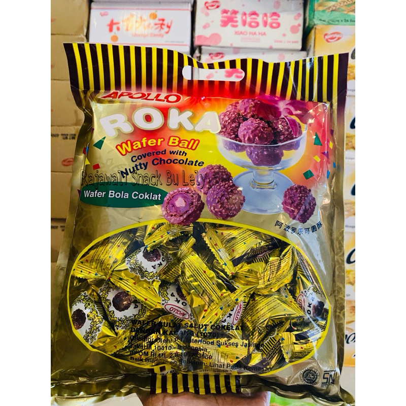 Jual Apollo Roka 50pcs (300gr) Coklat Kacang KOKO Pandan Susu bag wafer ...