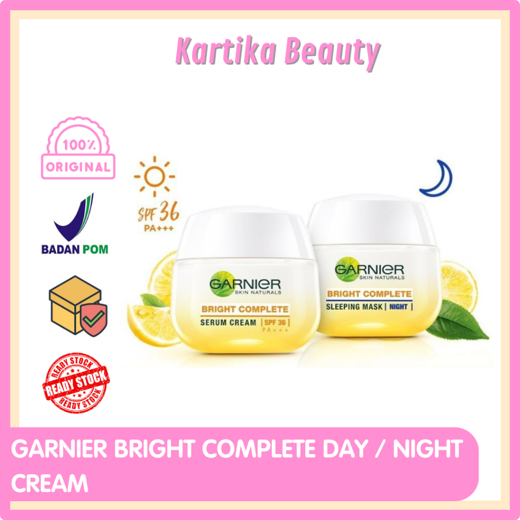 Jual GARNIER BRIGHT COMPLETE DAY CREAM SPF 36 50 ML / NIGHT CREAM