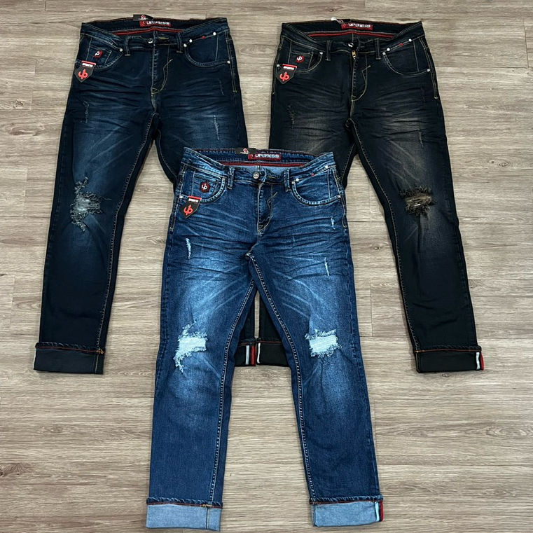 Jual UPGRESS Celana Jeans Sobek Lapis Sobek Lutut Pria Slim Fit Skinny ...