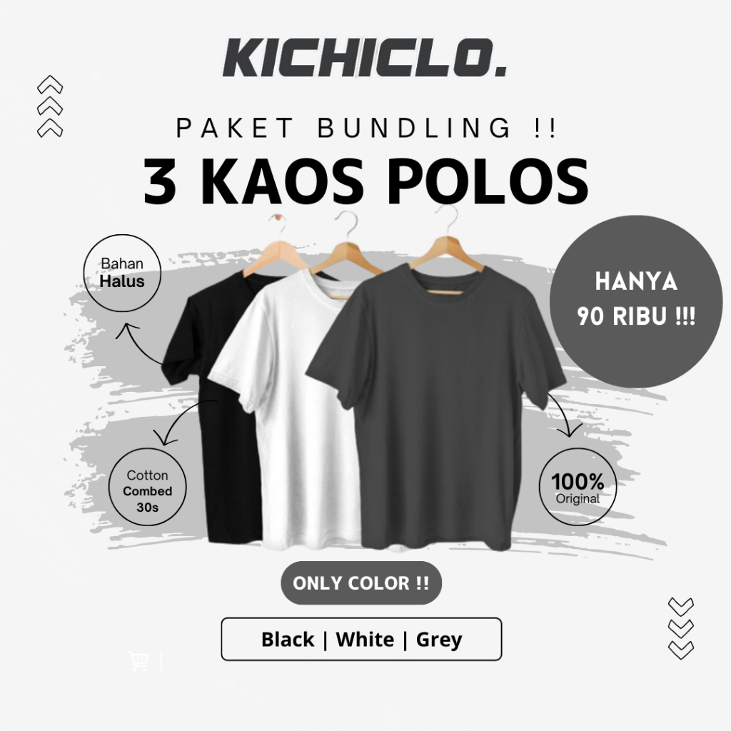 Jual Paket Bundling Kaos Polos Cotton Combed S Kichiclo Shopee Indonesia