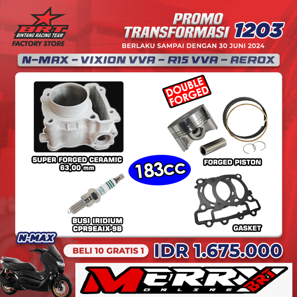 Jual Promo 1205 Paket Bore Up BRT Lexi 125 Nmax Vixion VVA R15 VVA