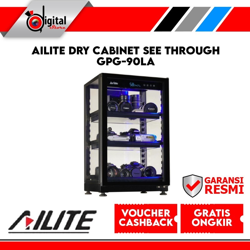 Jual AILITE DRY CABINET SEE THROUGH GPG-90LA - DRY CABINET 90L | Shopee ...