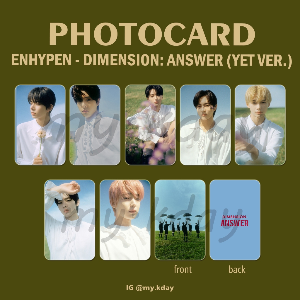Jual PC-0769, Photocard ENHYPEN Dimension: Answer (YET Ver.) | Shopee ...