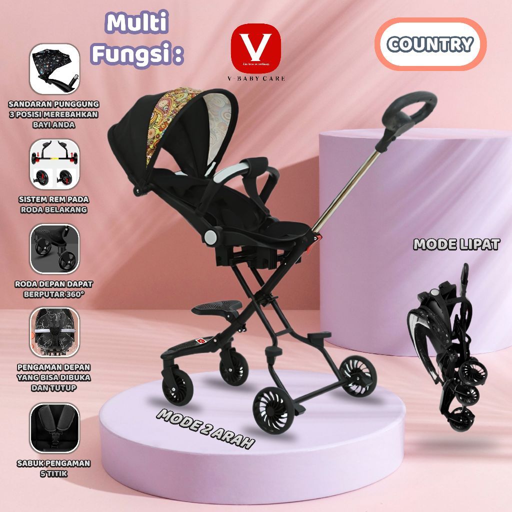 Jual V Babycare Stroller Bayi Dua Arah Kursi Dorong Anak Dua Arah