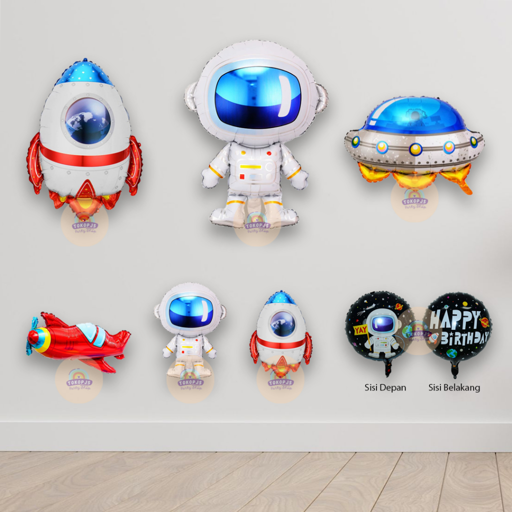 Balon Ulang Tahun Tema Luar Angkasa Galaxy Astronot Ukuran Mini dan Jumbo