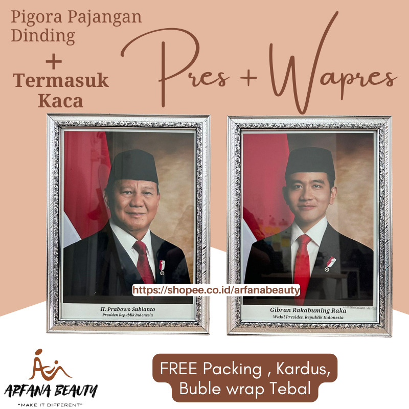 Jual Gambar Foto Poster Presiden Dan Wakil Indonesia Bingkai Prabowo Gibran Terbaru 2024 Premium